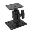 Keenso Double Socket Arm Heavy Duty Drill Base Mount for Tablet Cell Phone Fish Finder, Marine Grade Aluminum, Multi Angle Adjustment, Direct Mounting on Various s view 1