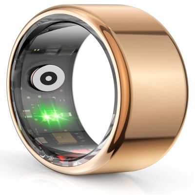 CNBRO Smart Ring for Men Fitness Tracker Smart Rings Women Waterproof Rings Men Heart Rate Monitor Sleep Monitor Pedometer Step Counter Compatible with ios Android Phones (Champagne Gold, 10/2.444in)