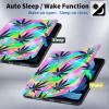 BPQOJB for iPad Pro 13 inch Case 2024 M4 7th Generation with 360 Degree Rotating PU Leather Smart Cover with Auto Wake/Sleep Tablet Case for iPad Pro 13 inch 2024 - Colorful Black Leaf view 3