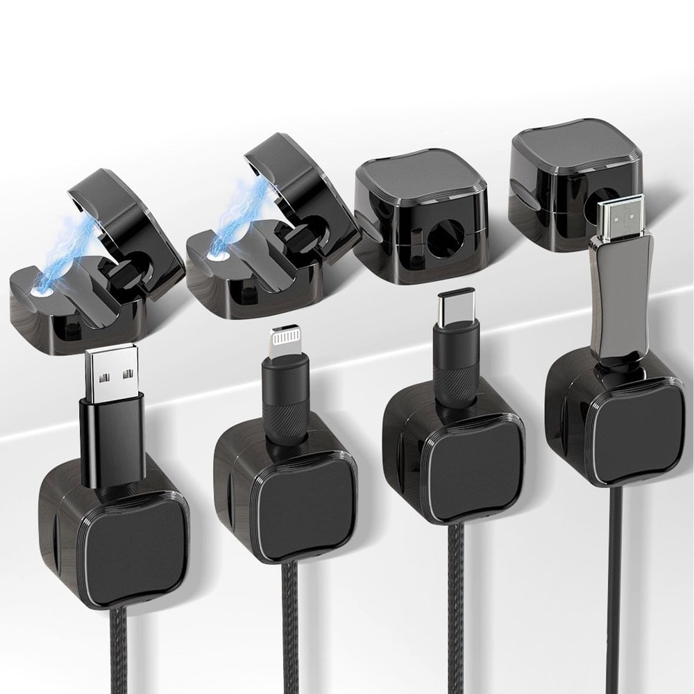 8 Pack Magnetic Cable Clips, Adjustable Magnetic Cord Organizer, Adhesive Magnetic Cord Holder for Desk, Home, Office, Car, Nightstand