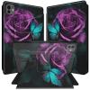 BPQOJB for iPad Pro 13 inch Case 2024 M4 7th Generation with 360 Degree Rotating PU Leather Smart Cover with Auto Wake/Sleep Tablet Case for iPad Pro 13 inch 2024 - Green Butterfly and Rose view 1