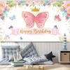 15x8ft Butterfly Happy Birthday Backdrop Colorful Butterfly Flowers Dots Photography Background Girls Women Birthday Party Decorations Banner Supplies Photo Studio Props view 4