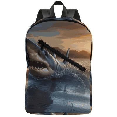 17 Inch Travel Backpack Lightweight Waterproof Casual Laptop Backpack Hiking Camping Daypack for Women Men At Dusk Shark