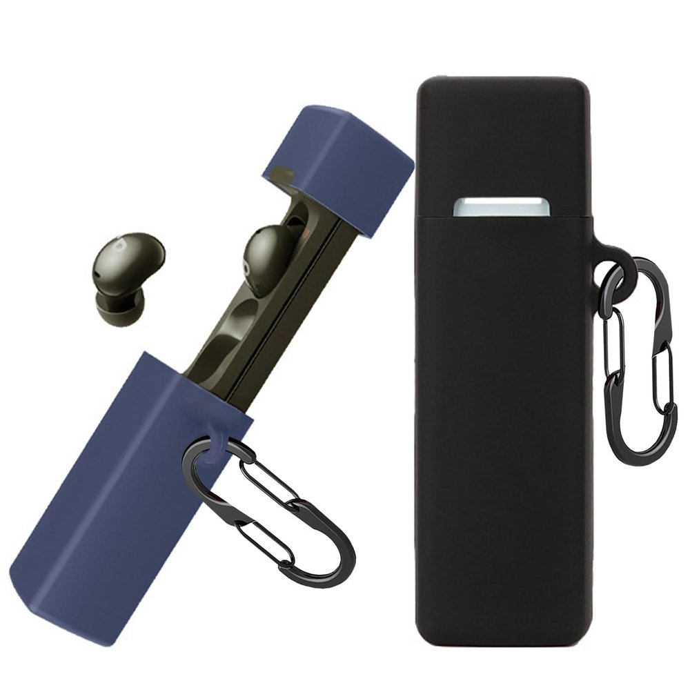 [2 Pack] easyBee Case Compatible with Soundcore A30i Bluetooth Headphone Charging Cover with 2 Keychain, Soft Liquid Silicone Ultra Thin Shockproof Protective Kit - Black and Blue