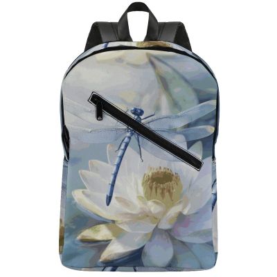 17 Inch Travel Backpack Lightweight Waterproof Casual Laptop Backpack Hiking Camping Daypack for Women Men Dragonfly Flower