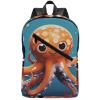 17 Inch Travel Backpack Lightweight Waterproof Casual Laptop Backpack Hiking Camping Daypack for Women Men Cartoon Octopus view 1