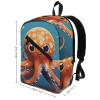 17 Inch Travel Backpack Lightweight Waterproof Casual Laptop Backpack Hiking Camping Daypack for Women Men Cartoon Octopus view 2