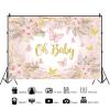 10x6.5ft Butterfly Baby Shower Backdrop Boho Oh Baby Pink Butterfly Flowers Photography Background Kids Girls Baby Shower Party Decorations Banner Supplies Photo Studio Props view 2