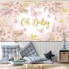 10x6.5ft Butterfly Baby Shower Backdrop Boho Oh Baby Pink Butterfly Flowers Photography Background Kids Girls Baby Shower Party Decorations Banner Supplies Photo Studio Props view 4