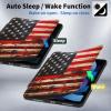BPQOJB for iPad Pro 11 inch Case 2024 M4 5th Generation with 360 Degree Rotating PU Leather Smart Cover with Auto Wake/Sleep Tablet Case for iPad Pro 11 inch 2024 - Wood American Flag view 3