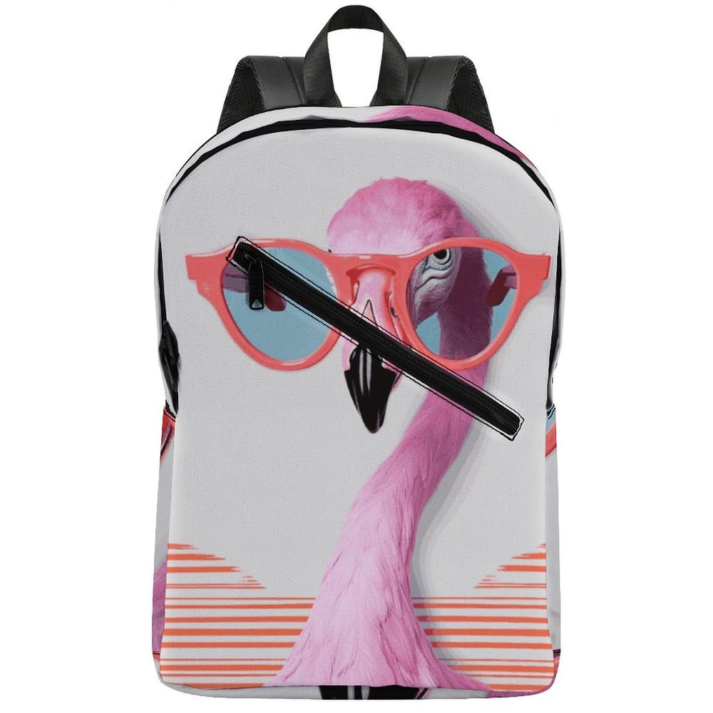 17 Inch Travel Backpack Lightweight Waterproof Casual Laptop Backpack Hiking Camping Daypack for Women Men Hello Glasses Flamingo