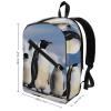 17 Inch Travel Backpack Lightweight Waterproof Casual Laptop Backpack Hiking Camping Daypack for Women Men Cute Penguins view 2