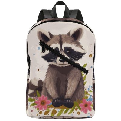 17 Inch Travel Backpack Lightweight Waterproof Casual Laptop Backpack Hiking Camping Daypack for Women Men Cute Raccoon