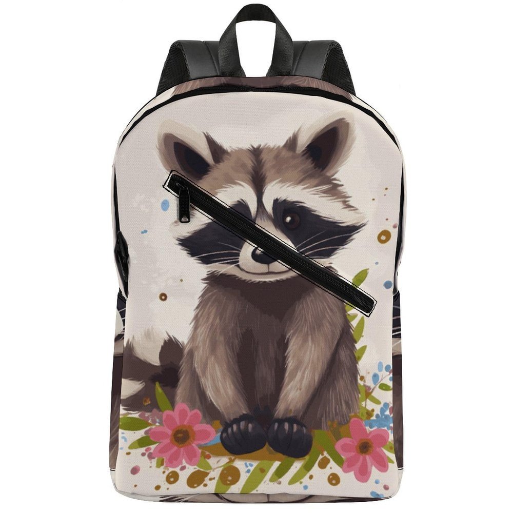 17 Inch Travel Backpack Lightweight Waterproof Casual Laptop Backpack Hiking Camping Daypack for Women Men Cute Raccoon