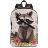 17 Inch Travel Backpack Lightweight Waterproof Casual Laptop Backpack Hiking Camping Daypack for Women Men Cute Raccoon view 1