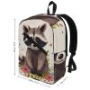 17 Inch Travel Backpack Lightweight Waterproof Casual Laptop Backpack Hiking Camping Daypack for Women Men Cute Raccoon view 2