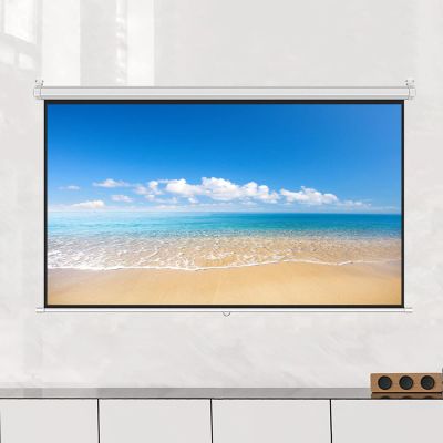 FAFACAI Projector Screen - Manual Pull-Down Projection Screen 4:3/16:9 HD Retractable Projection Screen with Automatic Lock, for Home Theater, Office, Media, Entertainment (60) (60inch 16:9)
