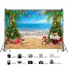 10x6.5ft Tropical Christmas Backdrop Summer Hawaiian Beach Christmas Pine Tree Photography Background Merry Xmas Holiday Events Party Decorations Adults Kids Portraits Photo Booth Props view 2