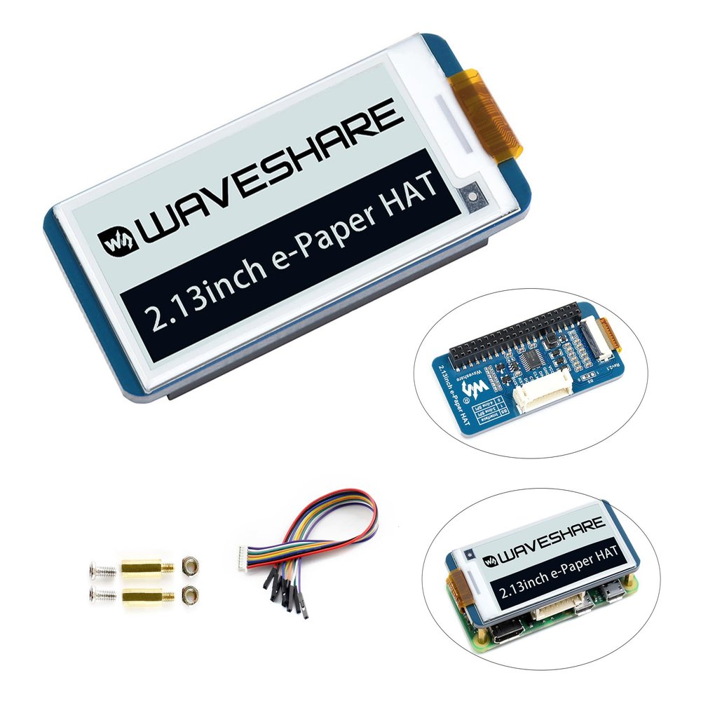 2.13inch E-Ink Display HAT V4 250x122 Pixel E-Paper for Raspberry Pi 5/4B/3B+/3B/2B/Zero W/WH/Zero 2 W/Jetson Nano SPI Interface, Black/White Two Display Colors, Support Partial Refresh