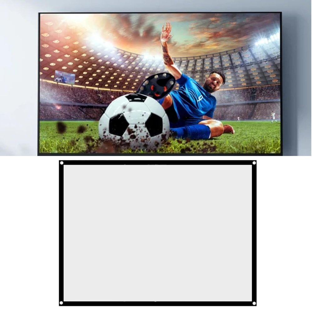 EIMSOAH Projection Screen, 72 Inch, 4:3, White, Matte, Front & Back Projection, Wall Mount, Synthetic Polyester Fabric