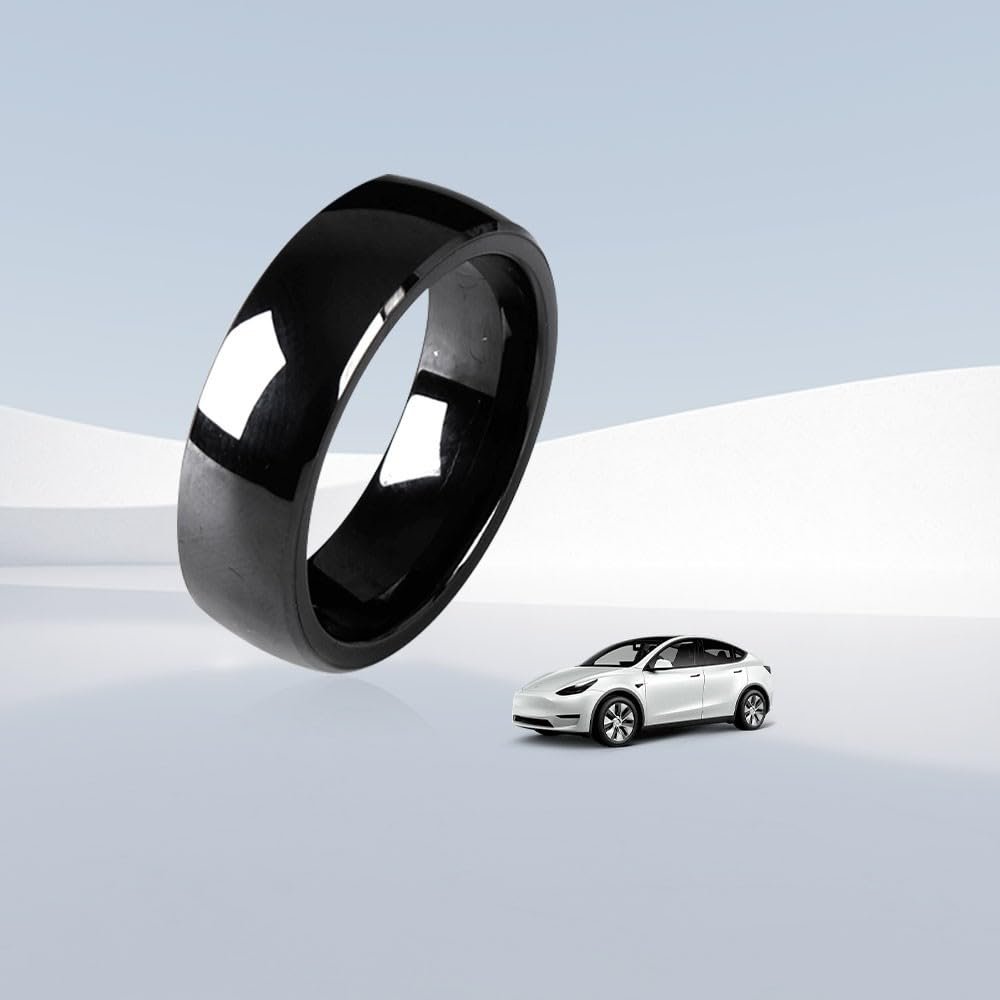 Tesla Smart Ring Tesla Key Ring Accessories Key Card Model 3/Y Key Fob Replacement Ceramic RFID Smart Ring for Tesla Model 3 & Model YUS Size 7