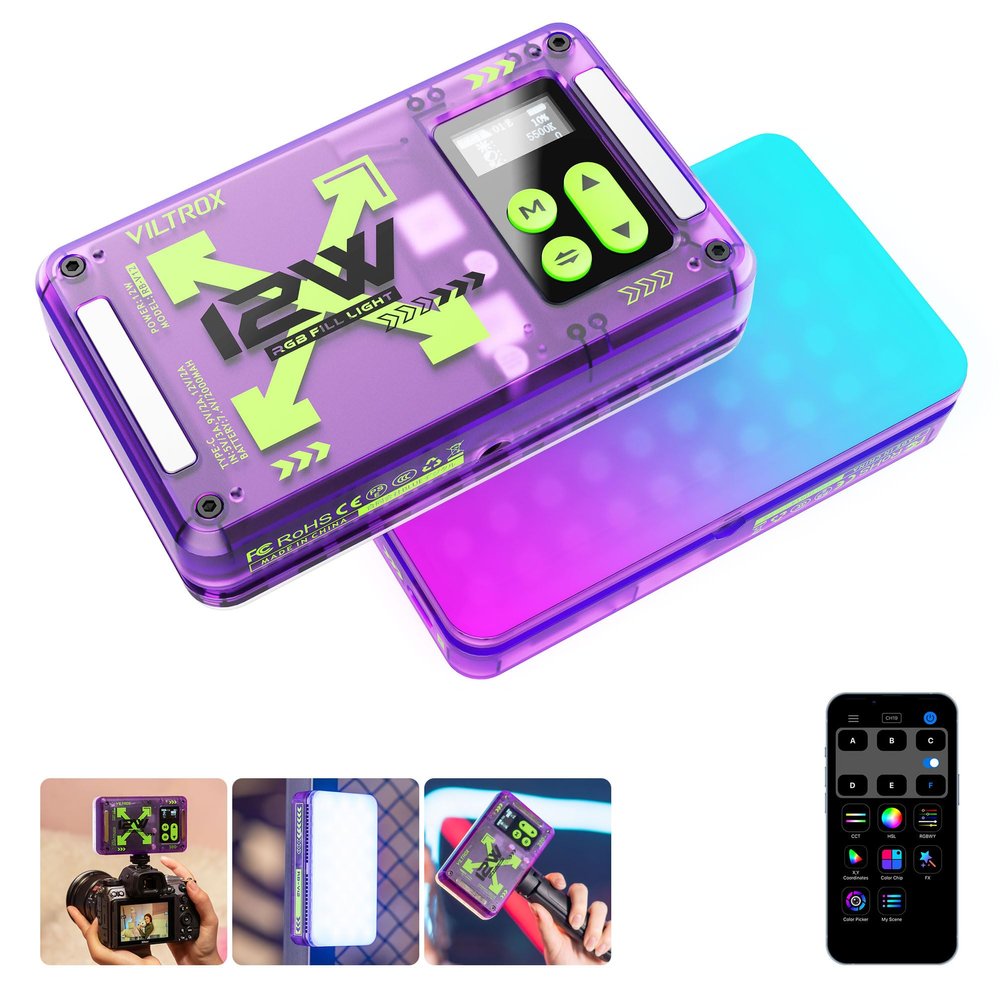 VILTROX Magnetic RGB Video Light 360 Full Color Portable LED Camera Light Panel with APP Control/Cold Shoe Mounts/CRI 97+/2500K-8500K/4000mAh/26 Light Scenes for Photography,Vlogging,Selfie Lighting