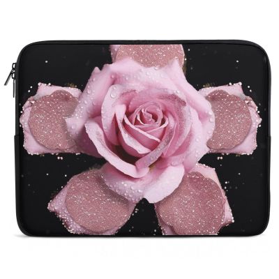 17inch Laptop Sleeve Bag Glitter Pink Rose Laptop Bag Shockproof Computer Carrying Cover Slim Briefcase Handbag