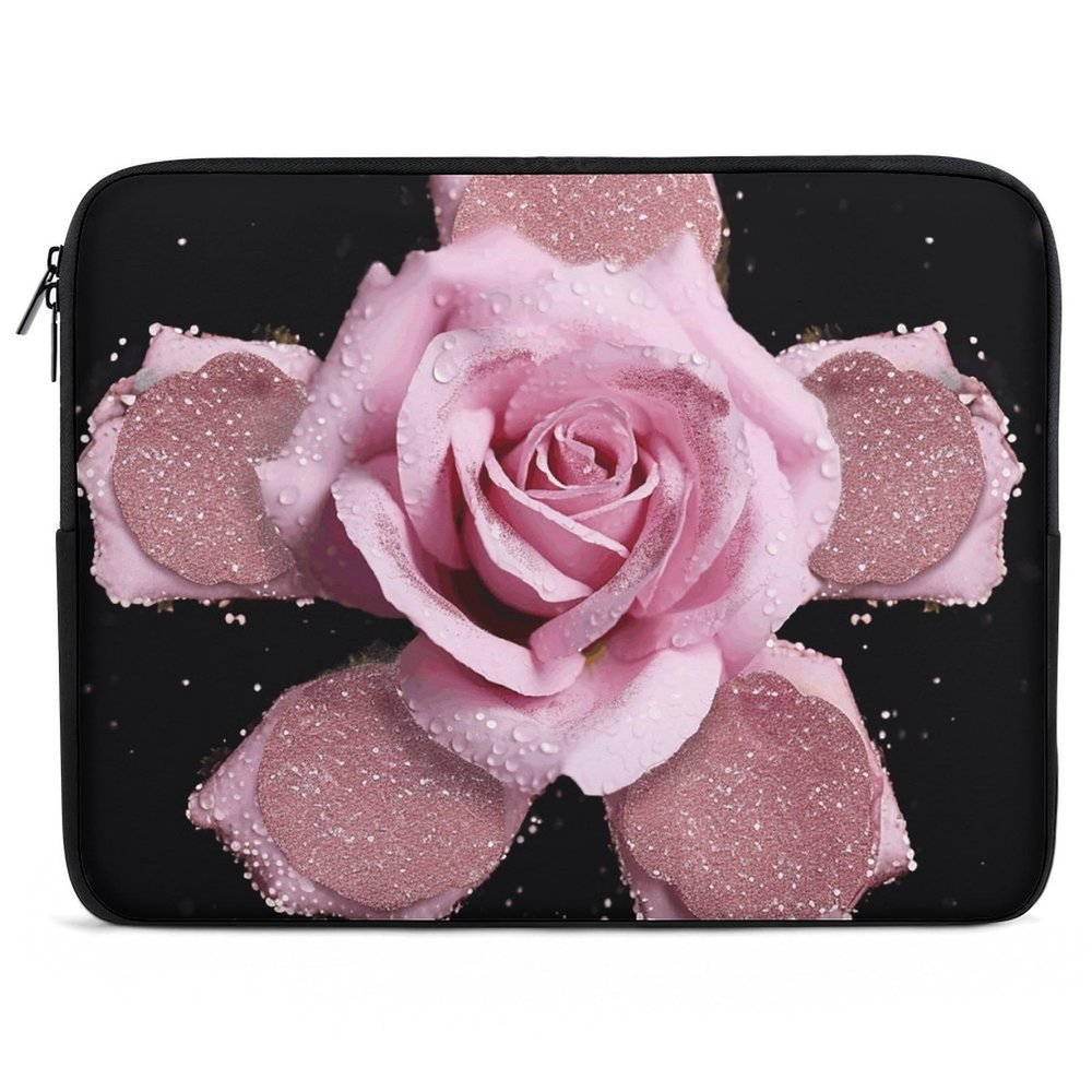 17inch Laptop Sleeve Bag Glitter Pink Rose Laptop Bag Shockproof Computer Carrying Cover Slim Briefcase Handbag