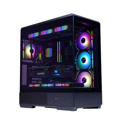 HDYDSSD Computer Cases, Mid-Tower PC Gaming Case ATX/M-ATX/ITX - Front I/O USB 3.0 /Type-C Port - 270 Panoramic View Tempered Glass Panel - 10 Fan Installation Position(Black)