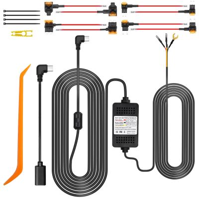 Dash Cam Hardwire Kit, 3-Lead Acc Hardwire Kit with USB C Port for Car DVR, 11.5ft Dashboard Camera Car Charger Cable Kit 12V-24V to 5V w/Fuse Kit, Low Voltage Protection for Dash Cam Double-4 Fuses