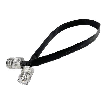 UHF Female to UHF Female Flat Coaxial Jumper Cable for Windows and Doors, 12-Inch 50 Ohms