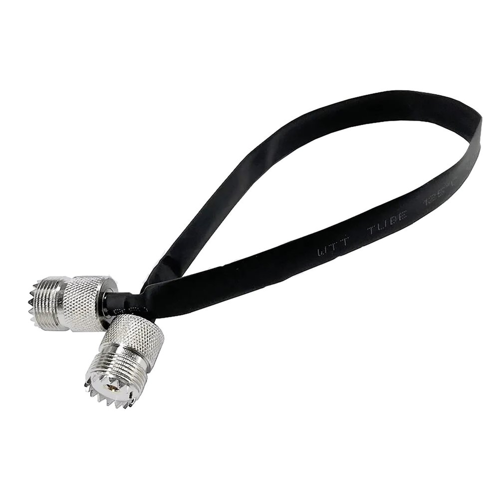 UHF Female to UHF Female Flat Coaxial Jumper Cable for Windows and Doors, 12-Inch 50 Ohms