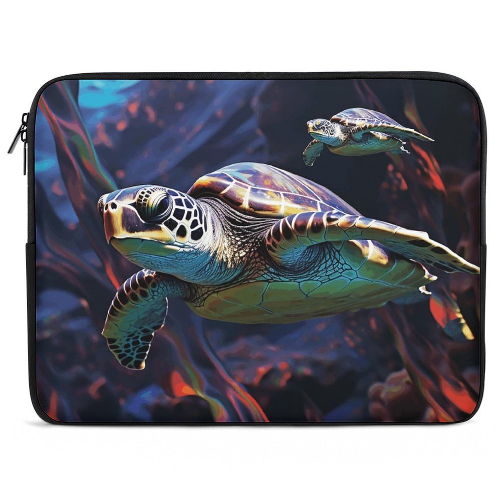 17inch Laptop Sleeve Bag A Colorful Tropical Sea Turtle Laptop Bag Shockproof Computer Carrying Cover Slim Briefcase Handbag