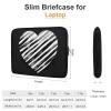 13inch Laptop Sleeve Bag Black and White Striped Heart Laptop Bag Shockproof Computer Carrying Cover Slim Briefcase Handbag view 2