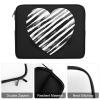 13inch Laptop Sleeve Bag Black and White Striped Heart Laptop Bag Shockproof Computer Carrying Cover Slim Briefcase Handbag view 4