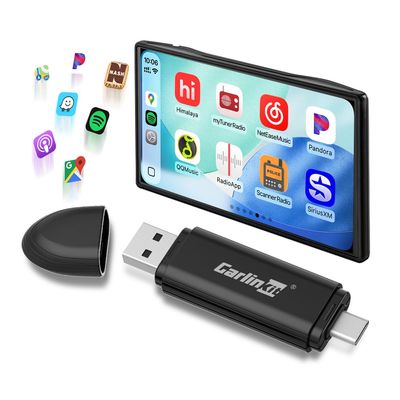 CarlinKit MINI SE Wireless CarPlay Adapter 2026 with OEM Wired CarPlay, Plug & Play/Auto-Connect/for USB-A & Type-C Dual Port Cars, Support Online Upgrade Wireless Dongle