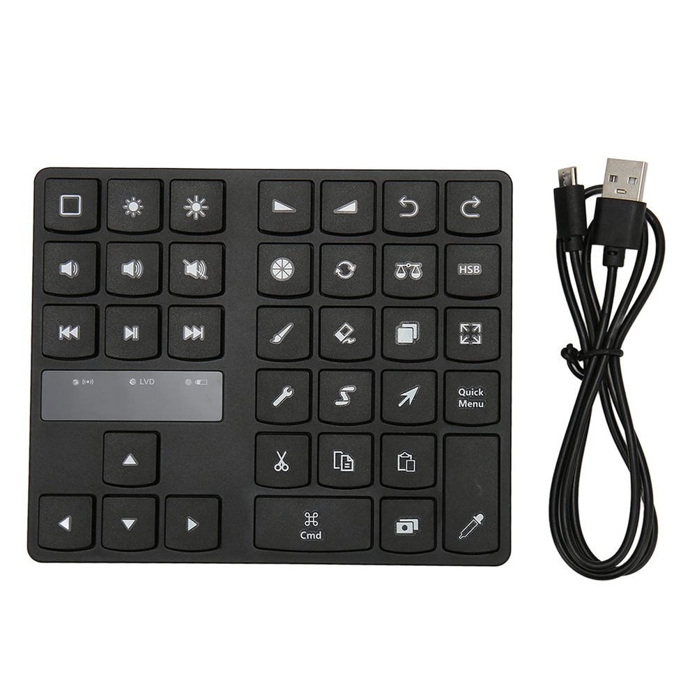 QANYEGN 35 Keys Drawing Keyboard, One Handed Ergonomic Drawing Keyboard, Rechargeable Drawing Shortcuts Keyboard for Graphics Tablet