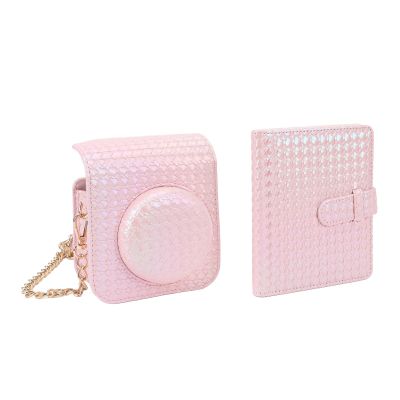 ciciglow Mini 12 Camera Protective Case, PU Leather Removable Top Cover with Adjustable Shoulder Strap, 64 Pockets Photo Album Carry Bag for Weddings, Graduations, Parties,