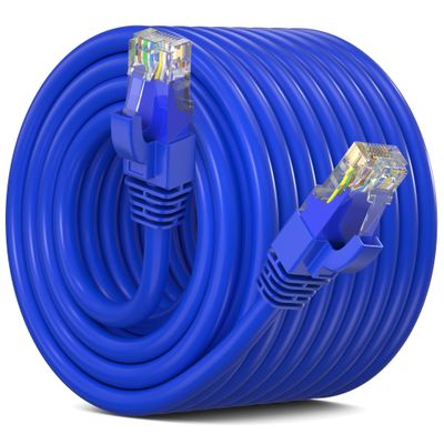 Maximm Outdoor Ethernet Cable 200ft - CAT6 LAN Network Cable, Waterproof & Weatherproof, High-Speed Internet Cord for Outdoor Use - Heavy Duty, UV Resistant - Blue
