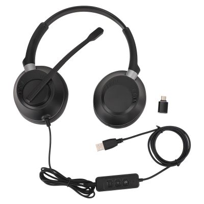 ciciglow Corded Telephone Headset, Binaural Office Phone Headset with Noise Cancelling Mic Support USB C to USB 3.5mm, Landline VoIP Headset for PC Laptop Tablet Phone