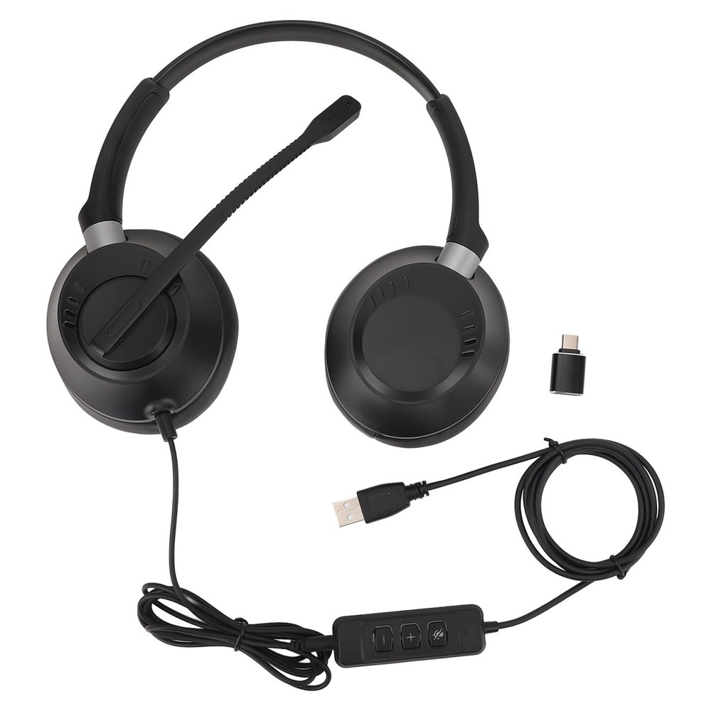 ciciglow Corded Telephone Headset, Binaural Office Phone Headset with Noise Cancelling Mic Support USB C to USB 3.5mm, Landline VoIP Headset for PC Laptop Tablet Phone