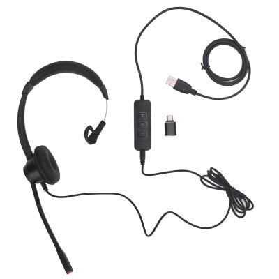 Corded Telephone Headset, Single Ear Office Phone Headset with Noise Cancelling Mic Support USB C to USB 3.5mm, Landline VoIP Headset for PC Laptop Tablet Phone