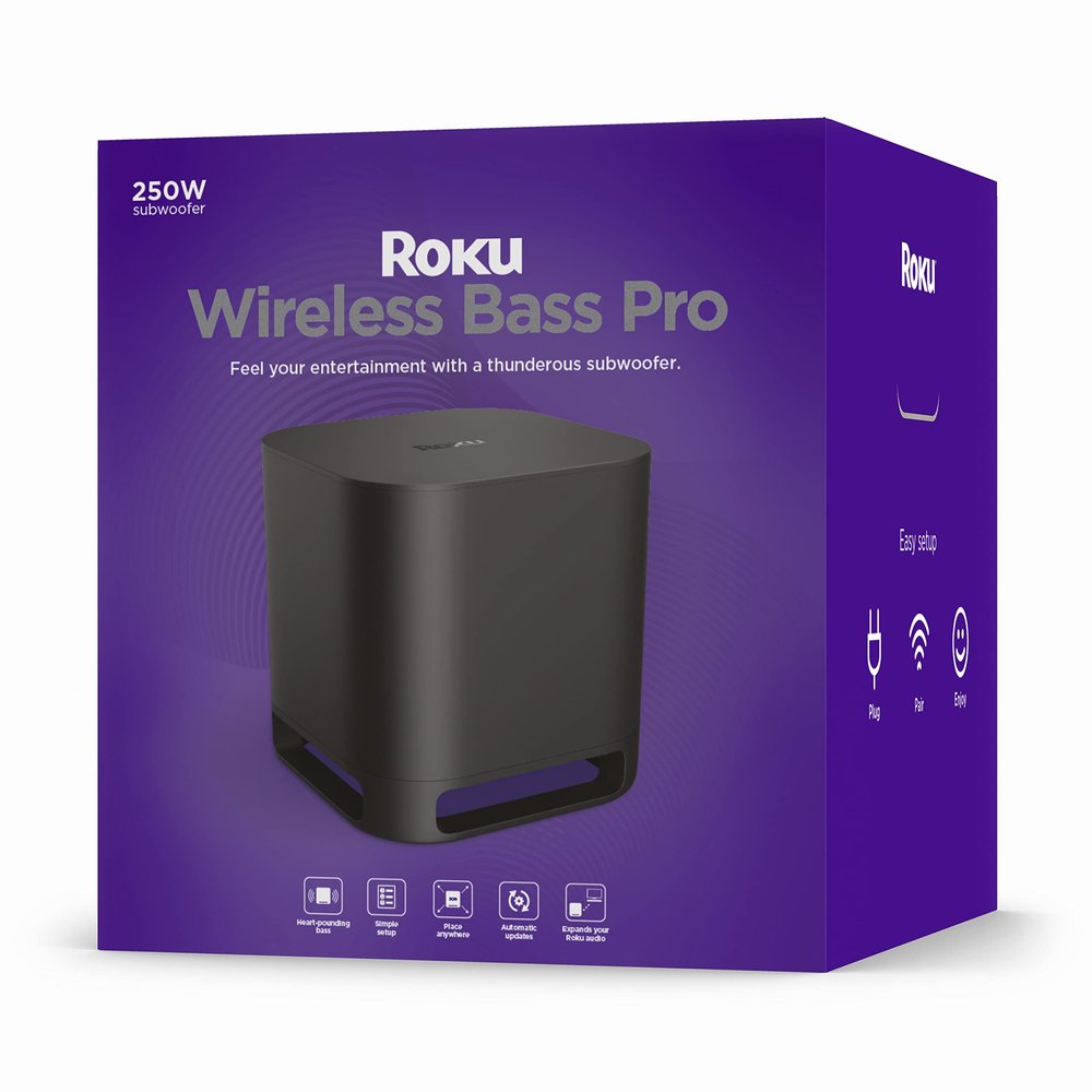 Roku Wireless Bass Pro Subwoofer for Roku Streambar Pro and Wireless Speakers (Renewed)