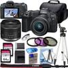 Canon EOS R8 4K Video Recording Mirrorless Camera with 24-50mm Lens, 2 X 64GB Fast Transcend Memory + Deluxe Accessory Bundle, Black (Renewed) view 1