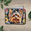 Art and Beyond Protective Sleeve Case for iPad Regular, Air, Pro 9 10 11 12 13"" inch Sweet Yorkshire Terrier Dog Animal Happy Yorkie Puppy Pet Watercolor Flowers Design Cute Carrying Cover Bag view 3
