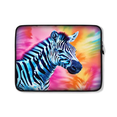 11 12 13 15 17" inch Tablet/Laptop/Notebook Computer Sleeve Case Bag Classic Tie Dye Watercolor Zebra Animal Print Pattern Design Blue Pink Purple Tye Dyed Cute Carrying Cover Bag