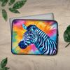12 12 13 15 17" inch Tablet/Laptop/Notebook Computer Sleeve Case Bag Classic Tie Dye Zebra Animal Watercolor Print Design Blue Pink Purple Tye Dyed Zebras Cute Carrying Cover Bag view 3