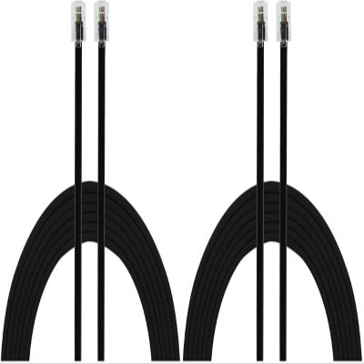 Power Gear Telephone Line Cord, 25 Feet, Black Phone Cord, Modular Jack Ends, Works for Phone, Modem or Fax Machine, for Use in Home or Office, 76580 (Pack of 2)