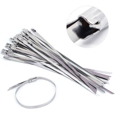 ANRUWEI Metal strapping,metal straps heavy duty,100PCS 4.6 * 300mm Premium Stainless Steel Cable Ties, SS304 Stainless Steel Zip Ties, Metal Cable Ties, Silver