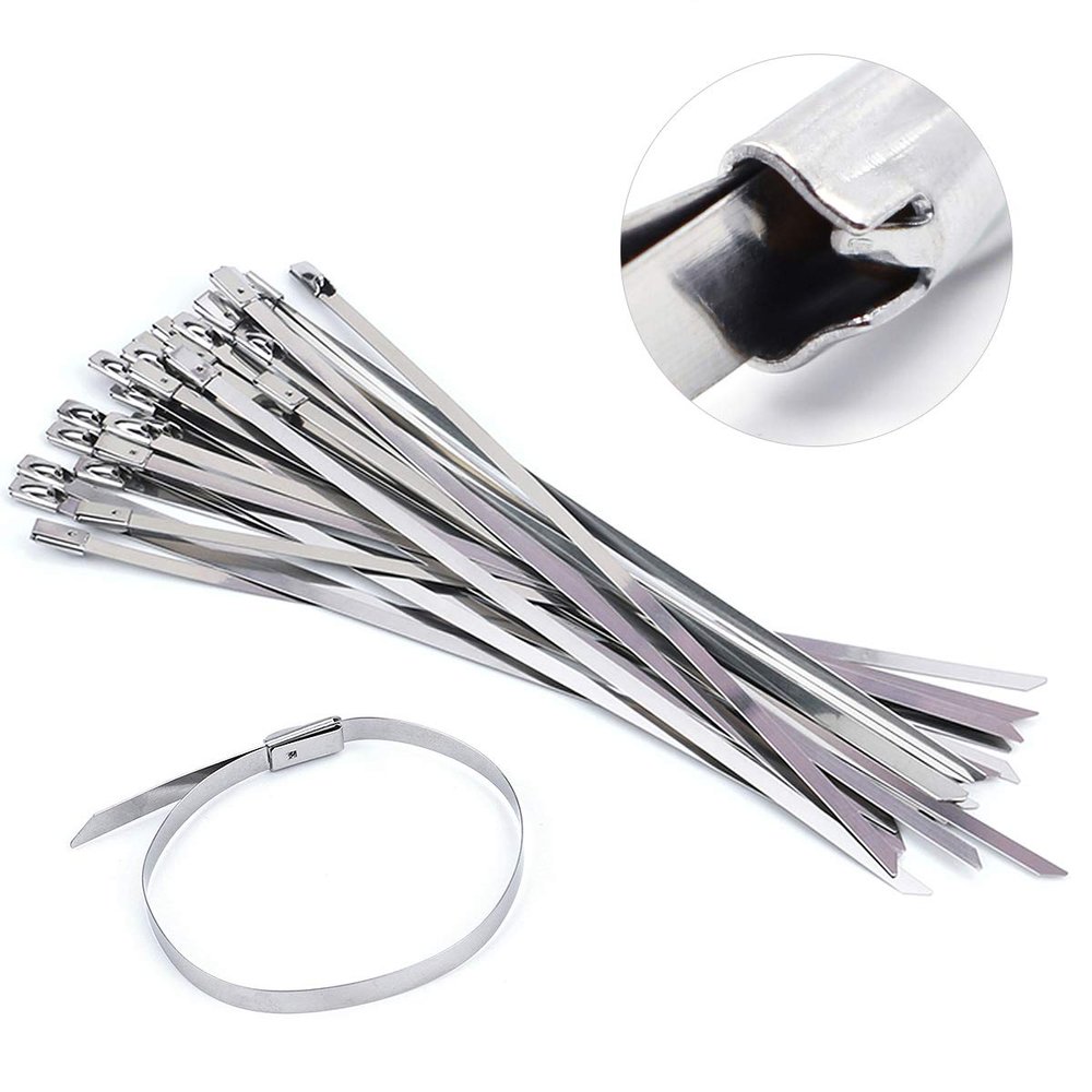 ANRUWEI Metal strapping,metal straps heavy duty,100PCS 4.6 * 300mm Premium Stainless Steel Cable Ties, SS304 Stainless Steel Zip Ties, Metal Cable Ties, Silver